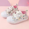 Fashion Kids Baby Shoes Filles rose rose mignon dessin animé toile enfants baskets respirantes SoftSoled non fossé décontracté 240416