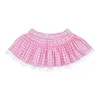 Skirts Xingqing Plaid Skirt y2k Clothes Women Lace Trim High Waist Short Mini Skirt with Ruffle Decor 2000s Pleated Skirt Strtwear Y240420