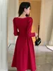 Vestidos casuais vestidos de colarinho quadrado vermelho vestido de festa mulher azul lady zipper bodycon midi elegante corea moda roupas outono 2024