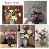 Luxury Large Artificial Magnolia Flower with Long Stem Bouquet Real Touch for Home Office Wedding Floor Vase Decoration 240407