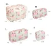 Cases 4 Sizes S M L XL Makeup Bag Pink Bule Printed Bow Toiletry Pouch Waterproof Women Storage Nylon Travel Makeup Bag Organizer