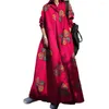 Lässige Kleider Langarm-Kleid florale Druckmaxi mit ethnischem Stil A-Line-Design für Plus Size Women Knöchel Spring