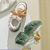Scarpe casual fujin da 7,5 cm a maglie d'aria femminile sintetiche sneaker ad alta marca donna vulcanizzare estate mista traspirabile