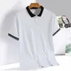 Summer Cool T-shirt Ice Silk Quick Torking Kort ärm Sports T-shirt medelålders och äldre män Simple Lapel Loose Polo S 240420