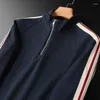 Men's Hoodies Color Contrast Splicing Side Stripes Casual Sports Hoodie Autumn And Winter Knit Zipper Pullover Clothes