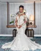 2021 Nouveau sexy africain Crystal Sirène Robes de mariée High Neck Sheer Longe Lace Crystal Creaded Bridal Maridal Robe D2230928