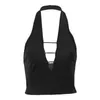 Tanks pour femmes Camis Xmilo Sexy DP V-Neck Halter Top Y2K Slveless Hollow Out Women Crop Tops 2022 Summer GRUNGE BANDAGE NIGHT CLUB CAMIS Y240420