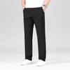 Men's Pants 97% Cotton Straight Casual Classic Solid Color Elastic Business No-iron Trousers Clothes Black Gray Khaki