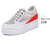 Casual schoenen Krasovki 8 cm 2024 Air Mesh Echt lederen platform Fashion Sneakers zomer comfortabele dikke ademende vrouwen