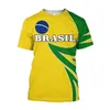 Camisetas brasilas para homens 3d Brasil Flag Imprimir roupas masculinas Cool o pescoço Moda de moda Men de manga t T Tampes grandes tees 240420