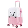 Bagage Cartoon Pink Panda resväska, härligt kanin djur rullande bagage, barn vagn bagageväska.
