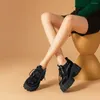 Chaussures décontractées 2024 Spring épaisse semelle papa respirant en cuir chunky baskets à lacets 12 cm de haute plate-forme sportive Zapatos Mujer