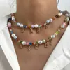 Hanger kettingen onregelmatige kleurrijke natuursteen kralen choker ketting voor vrouwen doe -het -zelf 26 initialen parelnaam kralen kettingen cadeau sieraden y240420