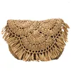 Sacs à bandouliers Paille d'été pour femmes faits à la main Tassel Beach 2024 Hands à main Woven Rattan Vacation Crossbody Clutch