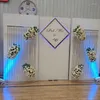 Party Decoration 3PCS Grand Event Stage Backdrops Floral Bouquet Display Stand Flower Column Plinth Balloon Welcome Banner Arch Shiny Gold