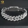 Iced out sieraden Cubaanse linkketen 925 zilveren heren 15 mm breedte hiphop moissaniet Cubaanse schakelarmband