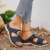 Hausschuhe Frauen Sandalen Outdoorschuhe elegante niedrige Absätze Sommer großer Zapatos Mujer Keil Heeled Frau