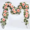 Dekorative Blumen 2m Seide Künstliche Rosenrebe für Wanddekoration Rattan gefälschte Pflanze Blätter Girlande Party Hochzeitshaus