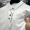 High-end merk polo shirt korte mouw heren zomermode borduurwerkbedrijf casual cool gevoel ijs zijden ademende t-shirt 240420