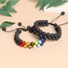 Bracelets de charme JD Stone naturel 7 Chakra Perles Lava Rock Double couche Men de tressage WoENm Réglable Unisexe Yoga Energy Healing Jewelry