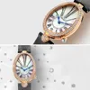 Rocos Luxury Brand Woman Kijk hoogwaardige mode Oval Ladies Quartz horloges lederen waterdicht voor vrouwen R0233 240419