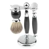 Blades Manual Men Facial Beard Grooming Tool Set Including Shaving Brush Stand Holder Double Sided Safety Razor Black