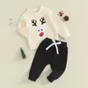 Ensembles de vêtements pour bébé fille de Noël tenue renne Santa Claus à manches longues pantalon top pantal