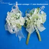 Flores decorativas 2pcs/set bouquets de casamento corsária de hidrange de seda e boutonniere para dama de honra Flor Fleurs