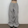 Kadın Pantolon Gevşek Piled Dokuma Günlük Düz 2024 Elastik Bel Seksi Minimalist Düz Renk Uzun Pantolon Kadınlar