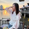 Women's Blouses Women 2024 Spring And Summer Style Lace Floral Embroidered Hollow Retro Shawl Top