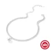 Anklets Aide 925 Sterling Silver voor meisjes Pearl Dubbele laag Verstelbare bloemkoolketen Veelzijdige hangende hangende sieraden