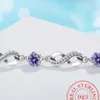 Chain Authentic Silver Color Endless Love Infinity Chain Link Adjustable Women Bracelet Luxury Silver Jewelry Y240420