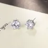 Stud Earrings 925 Sterling Silver Clear Cubic Zirconia For Children Girls Kids Baby Jewelry S925 Men Women