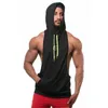 Tank Top Men Gym Clothing Black Quick Dry Mesh Fitness Shirt Hooded Vest 240420