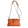 Bag 2024 Manual Vegetable Tanned Cow Leather Small Mouth Gold Satchel Versatile Soft