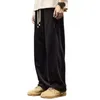 Men's Pants Thick Plush Wide Leg Sweatpants With Drawstring Waist Pockets For Men Cozy Fall Winter Trousers Sports Leisure