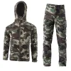 Sets Sharkskin Camouflage/sniper/hunting Suits Waterproof Breathable Sniper Clothes for Outdoor Hunting Hiking Camping Snipe Jacket