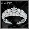 Charms Hadiyana New Bling Wedding Crown Diadem Tiara avec Zirconia Crystal Elegant Woman Tiaras and Crowns for Pageant Party BC3232