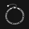 Female Figaro Cuban Link Anklet Foot Jewelry Stainless Steel Sier Real Gold Plated Bracelet Leg Chain Anklets For Women