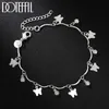 Chain Wholesale Silver Plated Pretty Nice Butterfly Chain Bracelet Fashion Charm Anklet Wedding Cute Women Lady Party Gift Y240420