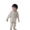 Bekleidungssets 2024 Sommer koreanische Version Baby Kinder Set für Jungen und Mädchen Haus tragen Kinder Kleidung Mädchen