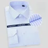 Men's Dress Shirts High Quality Cotton Men Long Sleeve Shirt 2024 Solid Male Plus Size Regular Fit Stripe Business White Blue