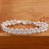 Chain Charm Silver Color Bracelets for Women Fine Braided beads Chain Fashion Wedding Party Christmas Gift High Quality Jewelry Y240420