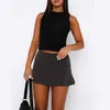 التنانير Xingqing 2000s التنانير y2k ملابس جمالية النساء الصلبة لون المرونة عالية الخصر A LINE MINI SKIRT BASION STRTWEAR Y240420