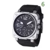 Bell and Ross 2023 Новые мужские наручные часы Quartz Watch Bell Brown Кожаный черный резиновый ремешок Ross 6 Hames Watch