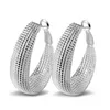 925 Sterling Silver Hoop Earrings Elegant Women Oval Fashion Costume Jewelry Big Trendy Net Earring76051704681843