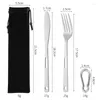 Dinnerware Sets Stainless Steel Tableware Outdoor Household Frosted Knife And Fork Spoon Chopsticks Travel Camping Portable Set