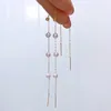 Boucles d'oreilles étalon 18k String en or coréen style blanc naturel perle suspendu à longue oreille bijoux pour la femme shopping woman shopping usure