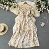 Urban Sexy Dresses YuooMuoo Chic Fashion Floral Print Cut Out Maxi Dress Summer Women Fashion Off Shoulders Short Sleeve Party Club Robe Femme Y240420