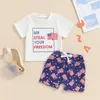 Kläderuppsättningar 4 juli Toddler Boys Outfits Mr Steal Your Freedom T-shirts Topps USA Flag Print Shorts Summer Clothes Set